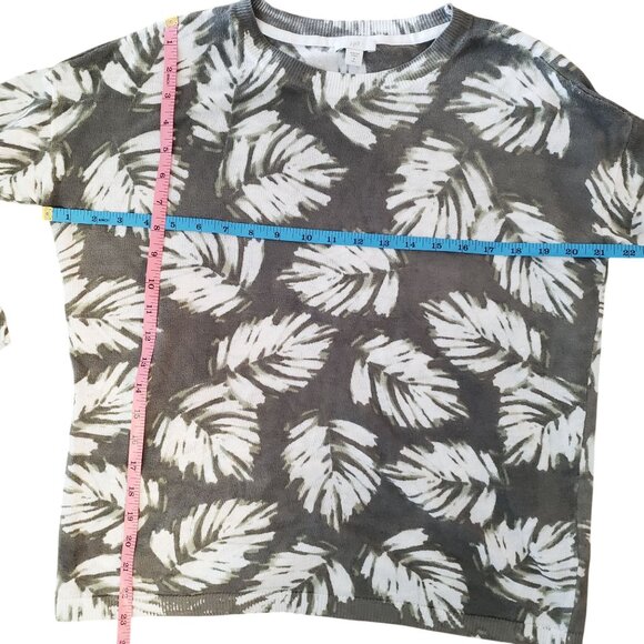 J. Jill Womens Palm Leaf Print Linen Blend Green/White Sweater Small Tall - Picture 6 of 8